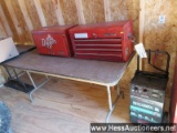Pallet with 2 small toolboxes with various tools and battery charger, stock