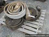 Four sections of 4" discharge hose with cam lok fittings, various leng