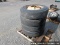 4 USED 11R24.5 TIRES ON BUDD WHEELS, STOCK # 57529