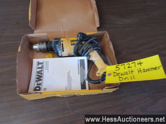 DEWALT1/2&#34; CORDED HAMMER DRILL, KEYED CHUCK, NEEDS WORK, STOCK # 57274