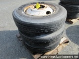 3 USED 11R24.5 TIRES ON BUDD WHEELS, STOCK # 57531