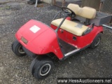 2000 EASY GO ELECTRIC GOLF CART, 36 V, SEAT DAMAGE, RED, STEEL BED, WITH CH