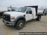 2009 FORD F550 S/A FLATBED DUMP WITH ALUM BOXES ON BED, 147831 MILES ON OD,