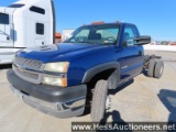 2004 CHEVROLET 3500 HD S/A CAB CHASSIS, 51287 MILES ON OD, V8 8.1L ENG, 1 G