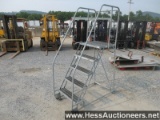 5 STEP ROLLING LADDER, BOTTOM RAIL AND WHEEL ARE BENT, STOCK # 68546