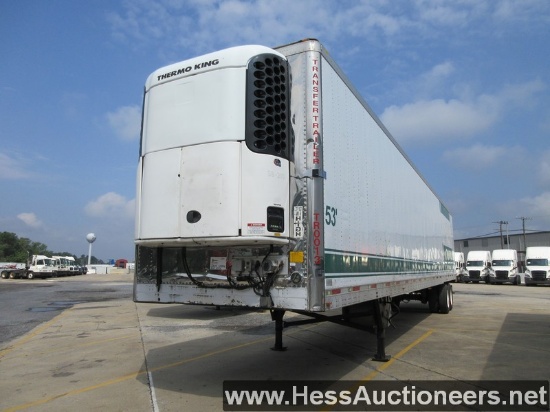 2007 UTILITY VS2RA REEFER TRAILER, 65000 GVW, T/A, AIR SUSP, 275/80R22.5 ON