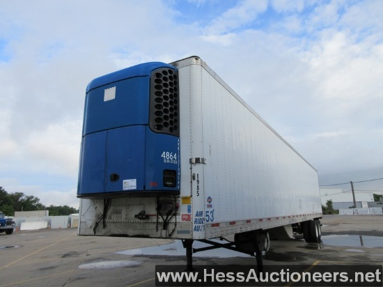 2015 UTILITY 53' REEFER TRAILER, 65000 GVW, T/A, AIR SUSP, 275/80R22.5 ON S