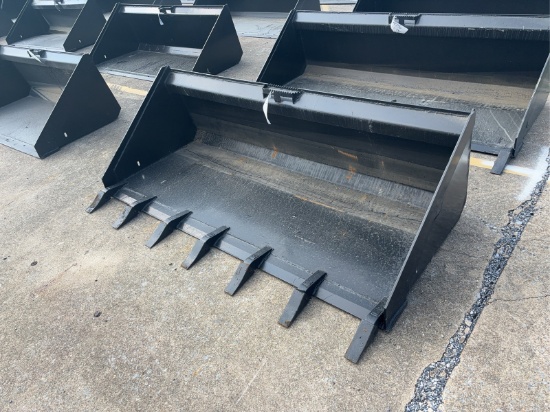Mid State 72" Low Profile Bucket With Teeth Skid Steer Attachment