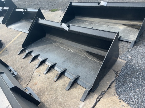Mid State 80" Low Profile Bucket With Teeth Skid Steer Attachment