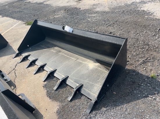 Mid State 84" Low Profile Bucket With Teeth Skid Steer Attachment
