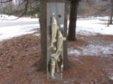 Real Skin Mount Stringer Of Fish 2 Walleye Small Mouth & Large Mouth Bass