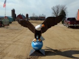 Large Cast Aluminium Eagle In Globe Very Detailed Casting