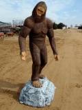 Life Size Cast Aluminium Sasquatch On Rock Base