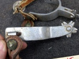 Pair Of Vintage Crockett Aluminium Engraved Spurs