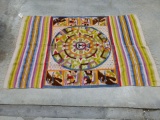 Vintage Aztec Style Wool Woven Blanket
