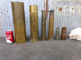 6 Military Brass Artillery Cases Various Sizes