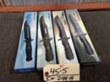 Group Of 4 New Tactical Fixed Blade Knives