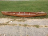 17' Cedar Strip Canoe New Cane seats 40s - 50s Vintage NICE !