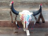 Buffalo Skull Decorated In Native American Theme 24