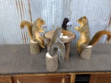 4 Full Body Mount Squirrels Playing Poker On A Rustic Wood Table