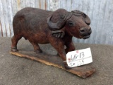 Hand Carved Wooden Cape Buffalo Statue South Africa 16