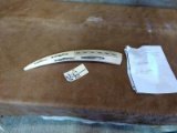Genuine Wallrus Tusk Cribbage Board With Detailed Scrimshaw Work