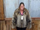 Waist Length Raccoon Coat Approx. Men's Large - XL Like New