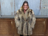 Women's Waist Length Raccoon Coat Large Beautiful Custom Made Clasp
