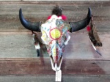 Buffalo Skull Painted & Decorated In Native American Theme