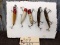 5 Vintage Fishing Lures Some With Glass Eyes