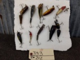 Group Of 10 Vintage Fishing Lures Some With Glass Eyes