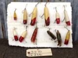 12 Vintage Fishing Lures Some With Glass Eyes