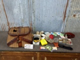 Antique Fishing Creel & Fishing Gear