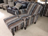 Brand New Simmons Geometric Pattern Occasional Chair With Ottoman