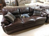 Brand New Simmons Leather Love Seat With Accent Pillows