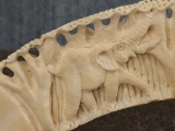 Large Genuine Hand Carved Hippopotamus Tusk Great Detail Double Sided 3D Carving