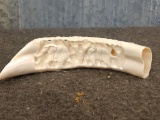 Genuine Hand Carved Hippopotamus Tusk Great Detail Double Sided 3D Carved
