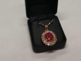 5.05ct Ruby & Diamond 14kt Gold Necklace