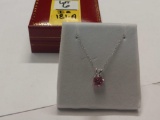 Pink sapphire Solitaire necklace matches previous lot