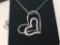 White Sapphire Double Heart Necklace