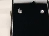 Brilliant White Sapphire Princess Cut Earrings