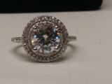 3.01ct Brilliant White Sapphire Solitaire Halo Ring