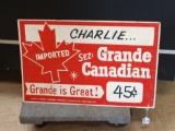 Grand Canadian Whiskey Cardboard Advertising Sign
