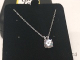 White Sapphire Solitaire Necklace