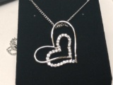 White Sapphire Double Heart Necklace