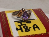 Amethyst Diamond Ring 10kt Gold