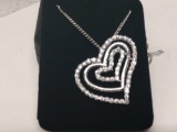 5ct Brilliant White Sapphire Triple Heart Necklace