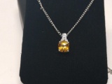 Citrine Diamond Pendant 10kt