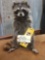 Full body mount raccoon eating candy