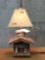 Rustic log cabin desk lamp